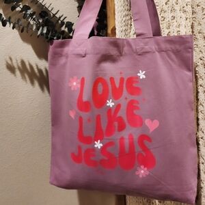 Love Like Jesus Pink Canvas Tote Bag